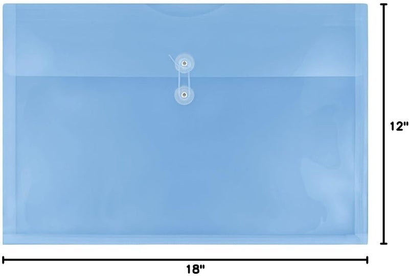 JAM Paper Plastic Envelopes with Button & String Tie Closure - Large Booklet - 12 x 18 - Blue - 3/Pack - Image 3